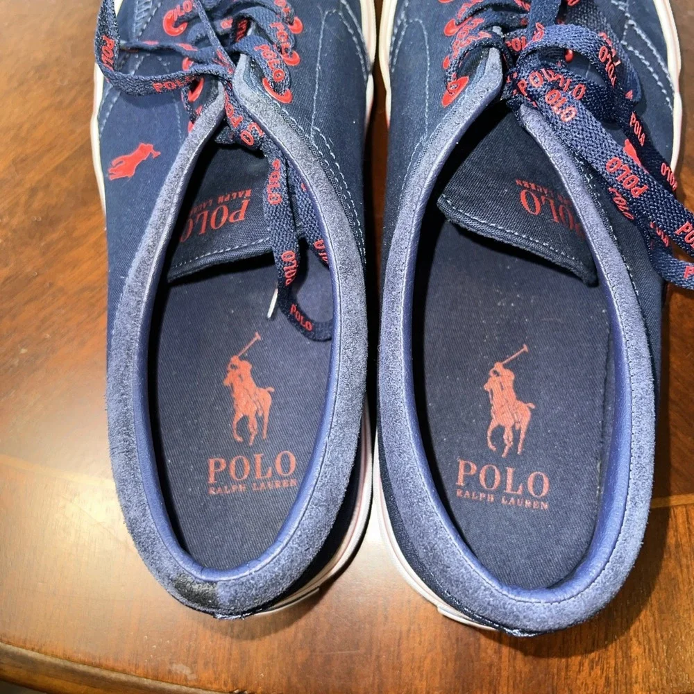 Polo Ralph Lauren Faxon X Cotton Suede Blue Sneakers Shoes Men Sz 10 Nautical